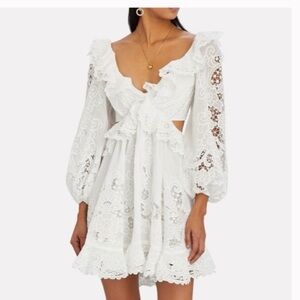 ZIMMERMANN Lulu Ruffled Cut-Out Mini Dress Size:0/US:XS-S